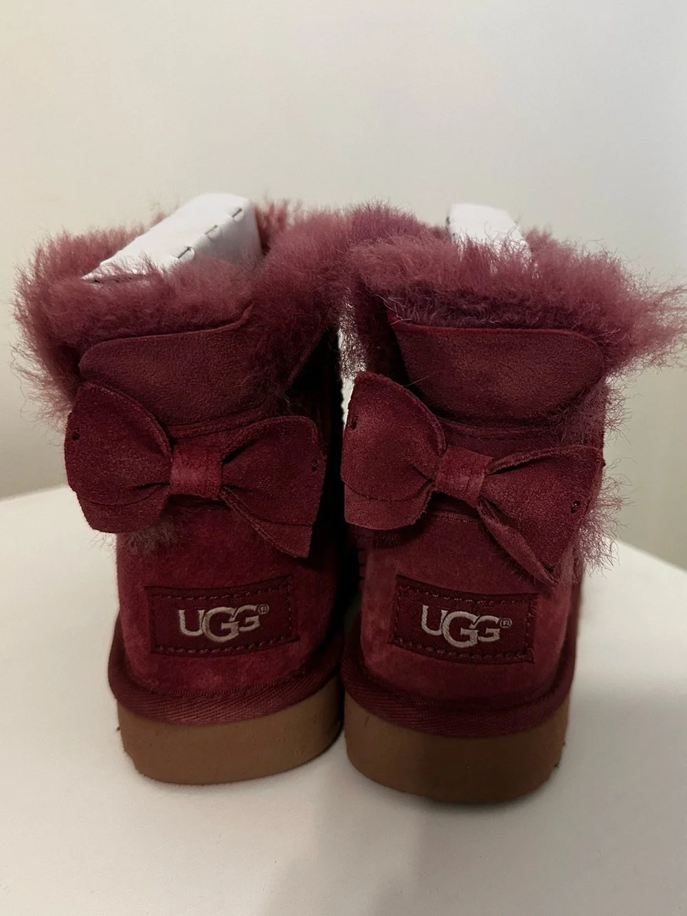UGG Toddler Girl Bow-Back Boots - Wine/Dark Pink